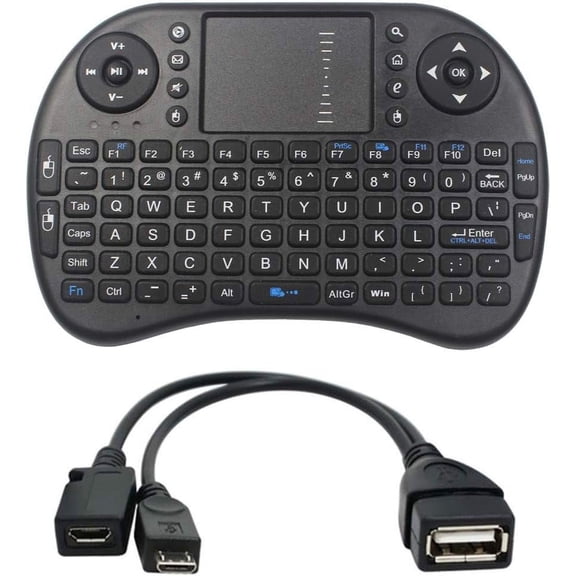EFFFERTWQL-Mini Wireless Keyboard 2.4GHz Touch-pad Mouse Combo Plus OTG Cable - , Compatible with Firesticks, Android TV Box, IPTV, 4K Media Stick, Smart TV, PC, X-Boxes +More