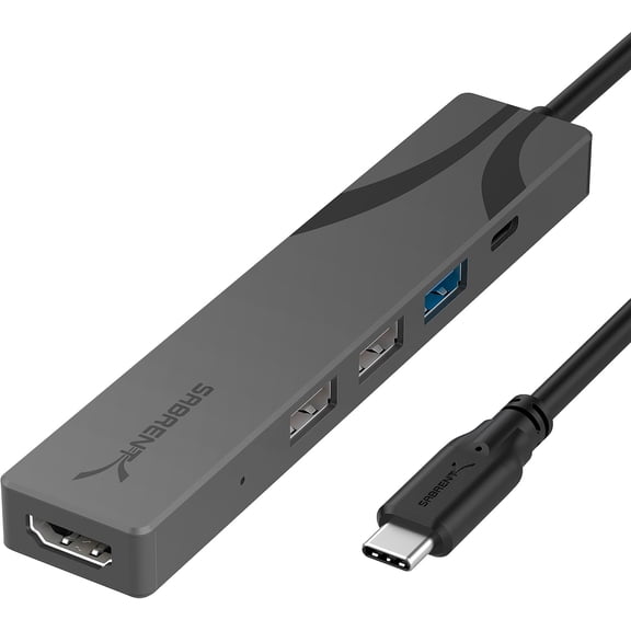 EFFFERTWQL-Multi-Port USB-C Hub with Power Delivery, HDMI Out, 3 USB A Ports, 4K@60Hz, 90W PD, Aluminum [HB-SHPU]