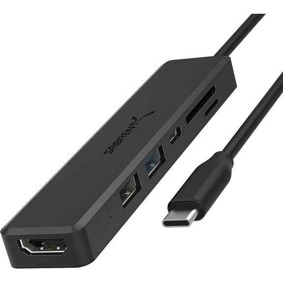 EFFFERTWQL-Multi-Port USB Type-C Hub with 4K HDMI | Power Delivery (60 Watts) | 1 USB 3.0 Port | 1 USB 2.0 Port | SD/microSD Card Reader (HB-TC6C)