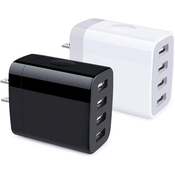 EFFFERTWQL-Multiple USB Wall Charger, 2Pack 4-Multi Port USB Charger Cube 4.8A Fast Charging Block Plug Box for iPhone 17 16e 16 15 14 13 12 Pro Max Samsung Galaxy A17 A16 A15 A56 A55 S25 Ultra S24
