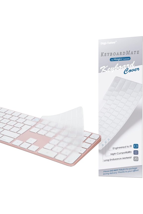 -[Not for 2024 Release A3119] Keyboard Cover for iMac Magic Keyboard (Europe Layout 7 Shape Enter Key)(Model A2520, Touch ID Version, with Numeric Key) Ultra Thin Clear Protector Skin