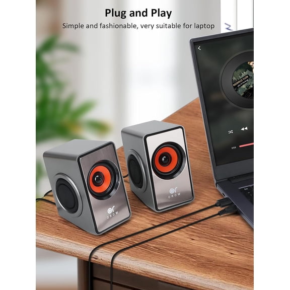 EFFFERTWQL-OROW Computer Speakers,12W Mini Desktop Speaker with Volume Control, 3.5mm AUX Speaker, USB Powered Laptop Speakers,Great for PC/Monitor/mac/iMac/Projector(S206)