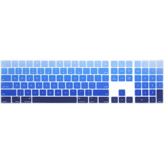 EFFFERTWQL-Ombre Blue Silicone Keyboard Cover Keypad Skin for Magic Keyboard with Numeric Keypad A1843 MQ052LL/A Released in 2017 (US Layout)