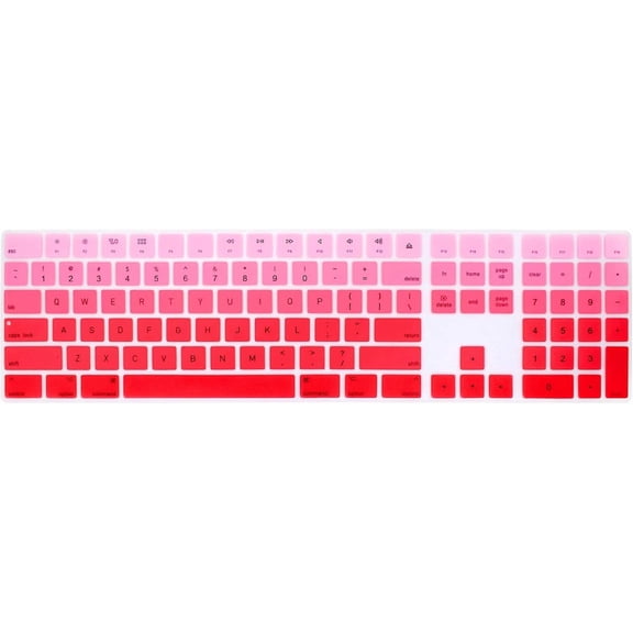 EFFFERTWQL-Ombre Red Silicone Keyboard Cover Keypad Skin for Magic Keyboard with Numeric Keypad A1843 MQ052LL/A Released in 2017 (US Layout)