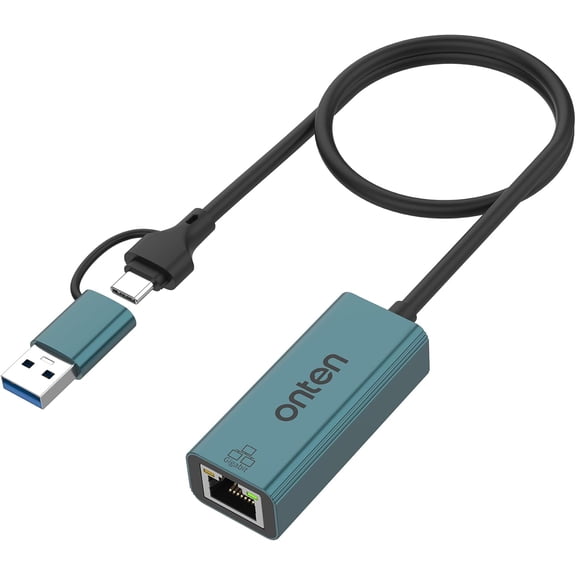EFFFERTWQL-Onten USB-A and USB-C to Ethernet Adapter,Driver Free RJ45 to USB C or USB A, Gigabit Ethernet LAN Network Adapter for Windows,Mac OS, iOS and More