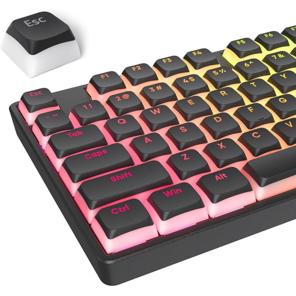 EFFFERTWQL-PBT Black Pudding Keycaps Set 117 Keys, Double Shot Translucent XDA Profile for ISO & ANSI Layout 61/68/84/87/104 Keys Mechanical Keyboard(Black Pudding)
