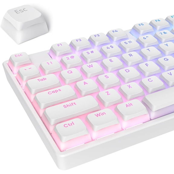 EFFFERTWQL-PBT Pudding Keycaps Set 117 Keys, Double Shot Translucent XDA Profile for ISO & ANSI Layout 61/68/84/87/104 Keys Mechanical Keyboard