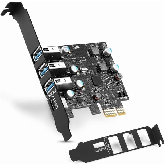 EFFFERTWQL-PCIe USB Card 4-Ports(1x USB-C - 3X Type A) USB 3.0 Expansion Card PC Internal hub for Windows 10/8/7 and MacPro 4.1/5.1 with Low Profile Bracket