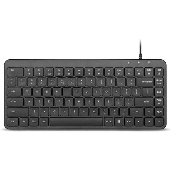 EFFFERTWQL-PERIBOARD-414U Wired USB Mini Keyboard, Compact 12.24x5.32x0.71 Inches, Plug and Play, Black, US English Layout