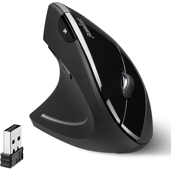 EFFFERTWQL-PERIMICE-713L, Wireless Ergonomic Left Handed Vertical Mouse, 6 Buttons Design, 3 Level DPI, Black, Medium