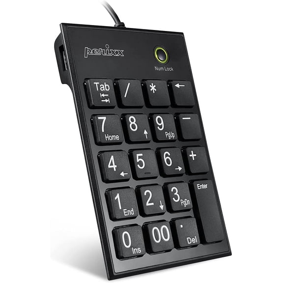 EFFFERTWQL-Peripad-202H Wired Slim Numeric Keypad, X Type Scissor Keys with 2 USB Hubs and Tab Key, Black