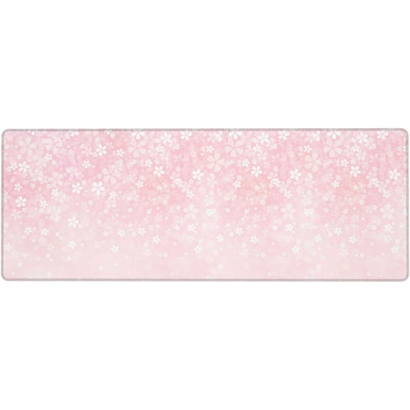 EFFFERTWQL-Pink Petals Sakura Blossoms Mouse Pad Large Gaming Mousepad Non-Slip Rubber Base Keyboard Mouse Mat for Laptop Keyboard Desktop 31.5 x 11.8 inch