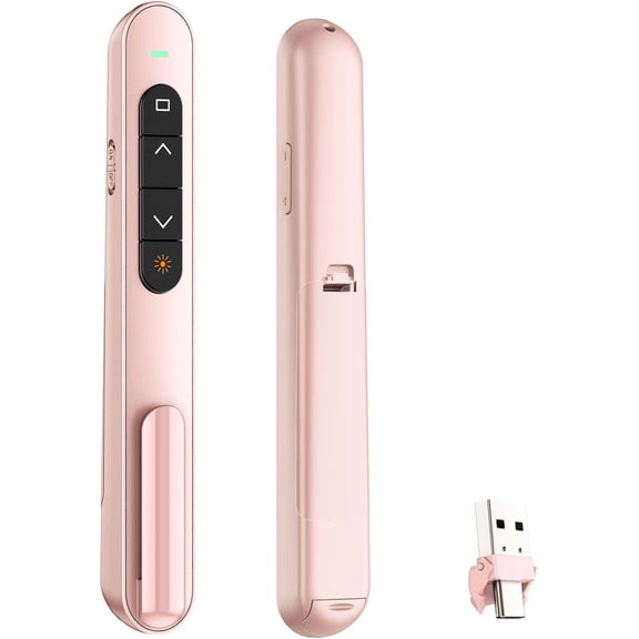 EFFFERTWQL-Presentation Clicker with Volume Control, 2.4GHz USB Wireless Presenter Remote, PowerPoint Clicker Slide Advancer Compatible with Mac, Windows, Google Slides, Keynote