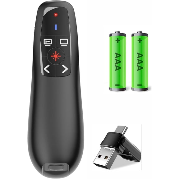 EFFFERTWQL-Presentation Clickers Wireless Presenter Remotes for PowerPoint, Powerpoint Clicker with Volume Control PowerPoint Slide Advancer for Mac, Receiver with Dual Functions,Computer, Laptop,