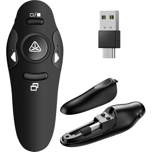 EFFFERTWQL-Presentation Remote Clicker, USB A & USB C Wireless Presenter for PowerPoint Presentation Remote, RF 2.4GHz Slide Advancer for Mac, Keynote, Computer, Laptop
