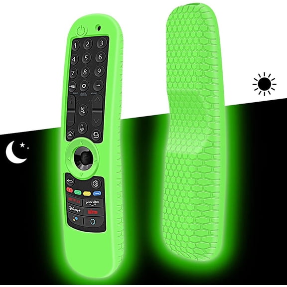 EFFFERTWQL-Protective Case for LG MR24GN MR23GN MR23GA MR22GN MR22GA MR21GA Magic Remote Control, Silicone Cover for LG Smart TV Remote 2021-2024 Protector Holder Sleeve Skin Anti-Slip (Glow Green)