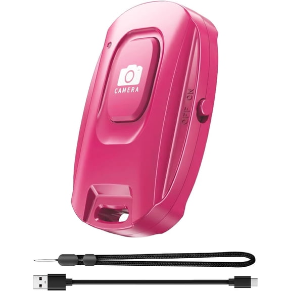 EFFFERTWQL-Rechargeable Wireless Camera Remote Shutter for iPhone and Android Smartphones, Bluetooth Phone Remote Control,Selfie Button for Photos and Videos Charging Cable Included-Pink
