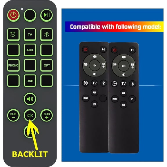 EFFFERTWQL-Replacement Remote Control for Klipsch The Fives Powered Speakers,with Backlit,with Oversized Buttons