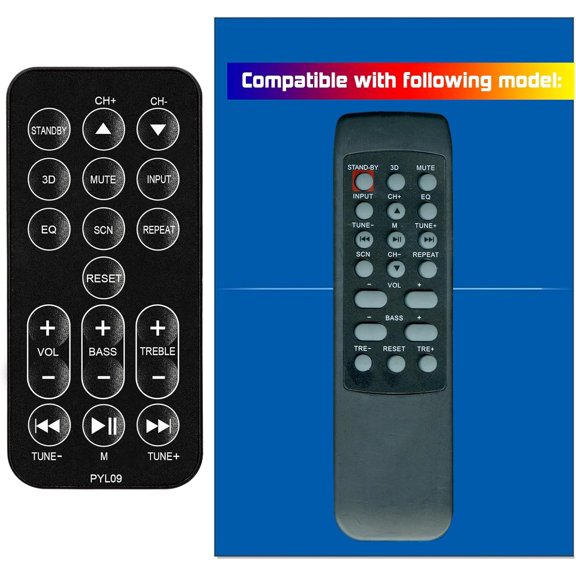 EFFFERTWQL-Replacement Remote Control for Pyle Soundbar TV Speaker PSBV200BT (with Mounting Bracket)