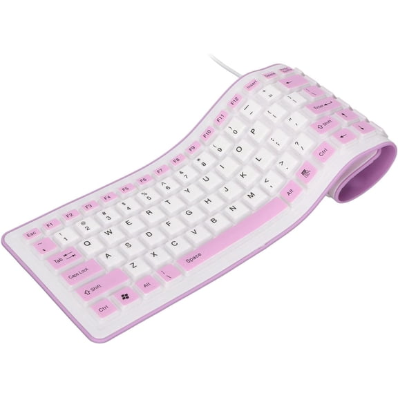 EFFFERTWQL-Roll Up Keyboard, Foldable Silicone Keyboard 103 Keys USB Wired Mute Keyboard, Fadeless Foldable Keyboard for Pc Laptop Travel()