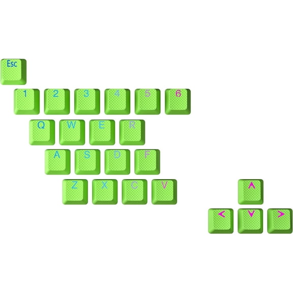 EFFFERTWQL-Rubber Keycap Set | Double Shot Translucent | OEM Profile for Mechanical Gaming Keyboard (Neon Green, 23 Keys)