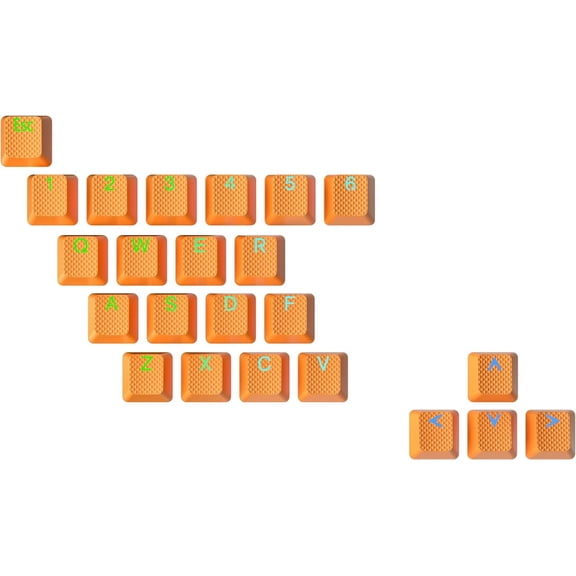 EFFFERTWQL-Rubber Keycap Set | Double Shot Translucent | OEM Profile for Mechanical Gaming Keyboard (Neon Orange, 23 Keys)