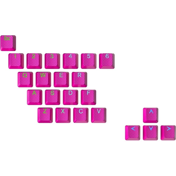 EFFFERTWQL-Rubber Keycap Set | Double Shot Translucent | OEM Profile for Mechanical Gaming Keyboard (Neon Pink, 23 Keys)