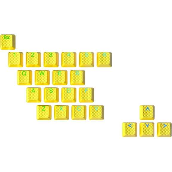 EFFFERTWQL-Rubber Keycap Set | Double Shot Translucent | OEM Profile for Mechanical Gaming Keyboard (Neon Yellow, 23 Keys)