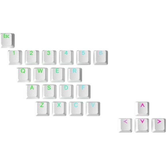 EFFFERTWQL-Rubber Keycap Set | Double Shot Translucent | OEM Profile for Mechanical Gaming Keyboard (White, 23 Keys)