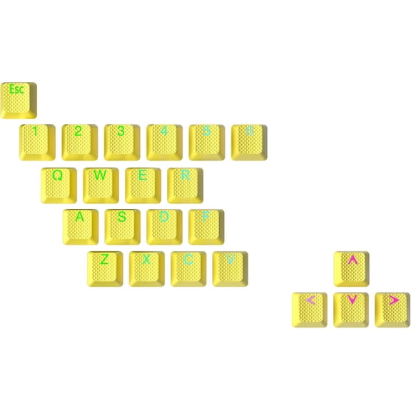EFFFERTWQL-Rubber Keycap Set | Double Shot Translucent | OEM Profile for Mechanical Gaming Keyboard (Yellow, 23 Keys)