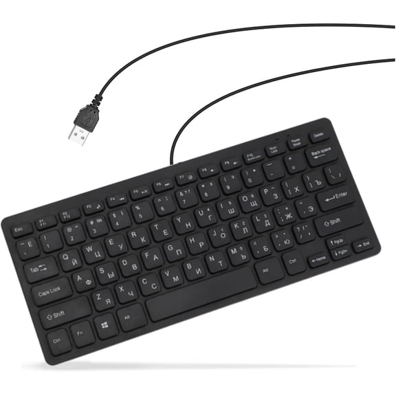 EFFFERTWQL-Russian Keyboard, USB Wired Ultra Thin 78 Keys Compact Keyboard, for PC, Computer, Desktop, QWERTY Layout (Russian)