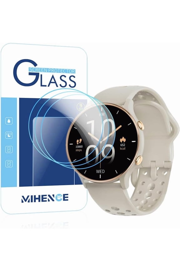 -Screen Protector Compatible for KEEPONFIT 1.27'' Smart Watches, 9H Tempered Glass Protective Film [ 3PCS ]