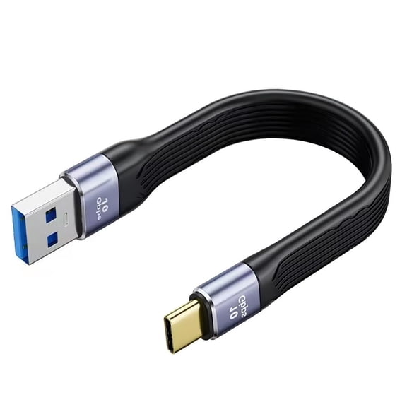 EFFFERTWQL-Short USB to USB C 5inch Cable, 10Gbps Short USB C Male to USB 3.0 Male Flat Cable High Speed Data Transfer for iPhone 15 16 17 Pro Max, Samsung Galaxy S24 S23, Google Pixel, iPad