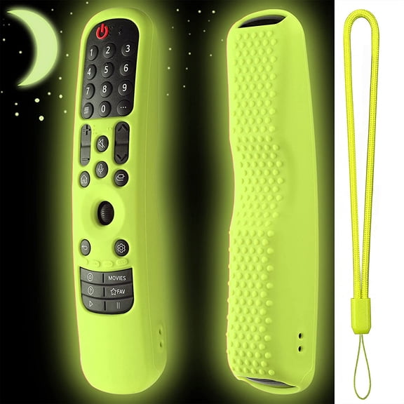 EFFFERTWQL-Silicone Cover for MR24GA/MR21GA/MR22GN/MR23GA Protective Case Compatible with LG Magic TV C2 C3 G3 OLED Remote Control Slicone Sleeve with Lanyard(Glow Green)