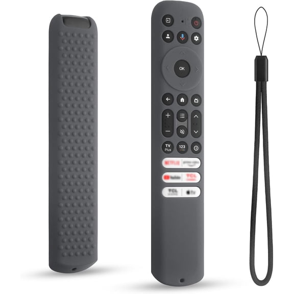 EFFFERTWQL-Silicone Cover for TCL TV Remote RC813 FMB1 RC923a FMB3 RC902V FMR1 2023, Protective Case for TCL Remote with Lanyard(Dark Grey)