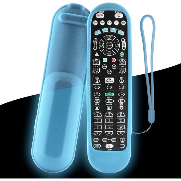 EFFFERTWQL-Silicone Protective Cover for Spectrum TV UR5U-8790L UR5U-8780L Remote Control, Shockproof Waterproof Anti-Slip Remote Case Sleeve with Lanyard (Glow in Dark Blue)