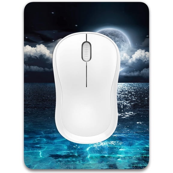 EFFFERTWQL-Small Mouse Pad, 6 x 8 Inch Thick Rubber Premium-Textured Non-Slip Portable & Washable Mini Mouse Mat for Women Wireless Laptops Keyboard Tray Gaming Work Computer Travel, Moon Over The Se