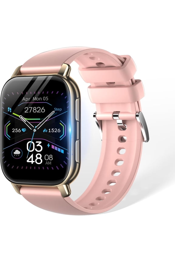 -Smart Watch 1.8 Inch Large Screen for Men Women Bluetooth 5.4 Pedometer Watch Sport Watch Multi-Sport Modes Talk/Message Notification Music Playback Silver (Golden)