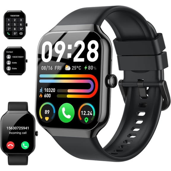 EFFFERTWQL-Smart Watch, 2025 New Smartwatch for Men Women with Bluetooth Call, 1.96" Fitness Watch with 110+ Sport Modes/Heart Rate/Sleep Monitor/Pedometer, IP68 Waterproof Fitness Tracker for Androi
