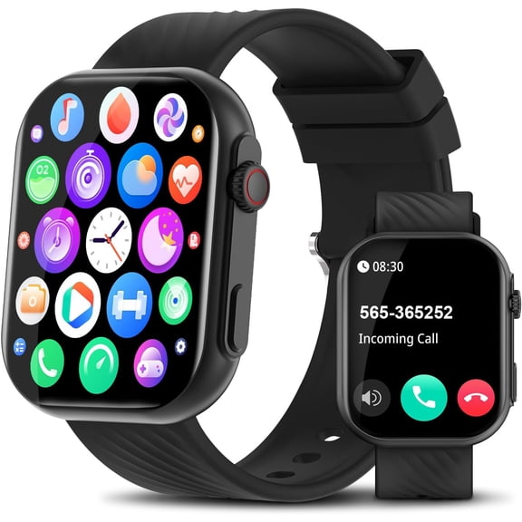 EFFFERTWQL-Smart Watch for Men Women (Answer/Make Calls), 2.0" Fitness Tracker with 100+ Sport Modes, Heart Rate/Sleep Monitor, Pedometer, SpO2, IP68 Waterproof Smart Watch for Android iOS Phones