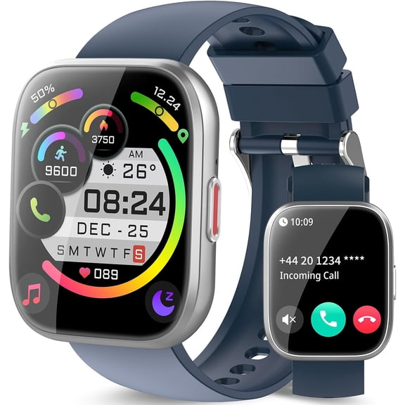 EFFFERTWQL-Smart Watch for Men Women Bluetooth Call, 1.85" HD Touch Screen Fitness Watch with Sleep Heart Rate Monitor, 112+ Sports Modes, IP68 Waterproof Activity Trackers for Android iOS, Blue
