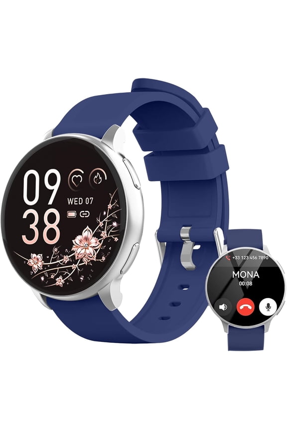 -Smart Watch for Men Women Fitness Tracker with 100+ Sport Modes,Activity Trackers for iOS/Android Waterproof/Heart Rate/Sleep/Steps Monitor/Pedometer Monitor Monitor (Silver+Blue)