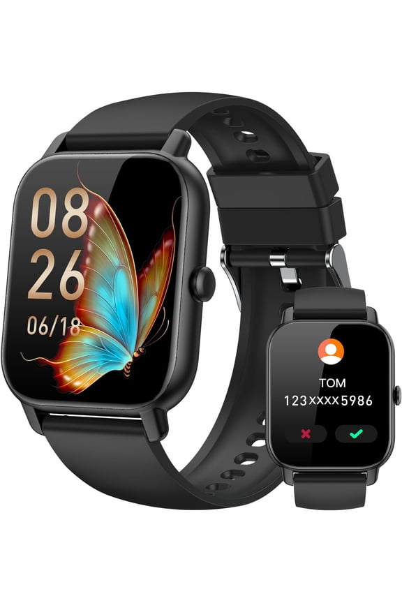 -Smart Watches for Men Women, Fitness Tracker with Activity Counter/Sleep Monitor, IP68 Waterproof Smart Watch for Android iPhone iOS Compatible (Jet Black, 1.83)