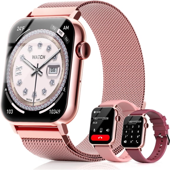 EFFFERTWQL-Smart Watches for Women, 1.83'' HD Fitness Tracker with Answer/Make Calls, Heart Rate/Sleep/SpO2 Monitor, 120+ Sport Modes, IP68 Waterproof, Compatible iPhone/Samsung/Android Rose Pink