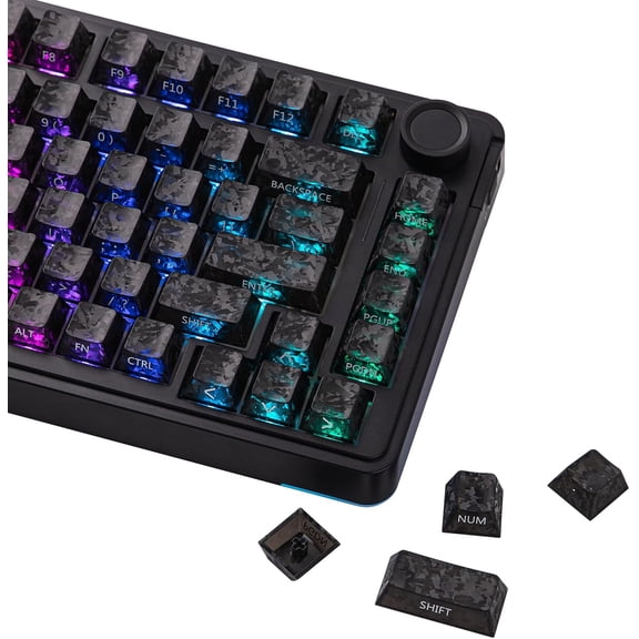 EFFFERTWQL-SmokFiber Keycaps Set - 120 Keys Side-Printed PC Shine-Through Keycaps, Cherry Profile, Non-Slip, MX-Stem Compatible for 61/68/84/87/98/100/104 ANSI Layout Mechanical Gaming Keyboards