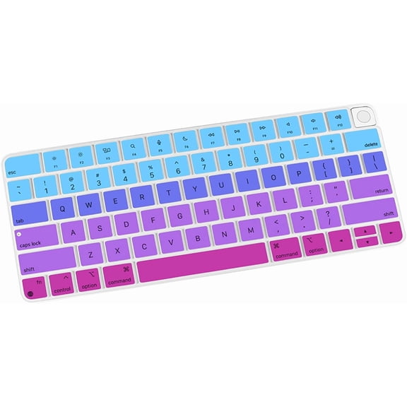 EFFFERTWQL-Soft Silicone Keyboard Cover for iMac Magic Keyboard (A3118 A2449 A2450, 20212024), Quiet Typing Keyboard Protector Skin, US Layout, Ombre Blue Pink