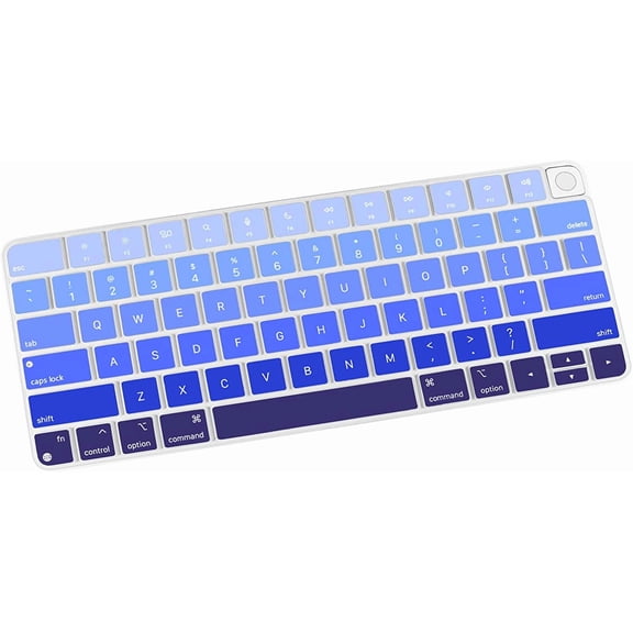 EFFFERTWQL-Soft Silicone Keyboard Cover for iMac Magic Keyboard (A3118 A2449 A2450, 20212024), Quiet Typing Keyboard Protector Skin, US Layout, Ombre Blue