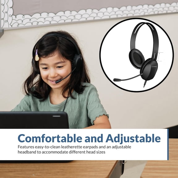 EFFFERTWQL-Stereo PC Headset (AC-4000), 3.5mm Connection, Noise Canceling Microphone for PC, Mac and, Tablets, Perfect for Classroom or Home
