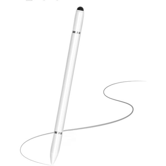 EFFFERTWQL-Stylus Pen, 3-in-1 Multi-Function Touch Screen Pen (Disc Writing Tip + Ballpoint Pen + Rubber Drawing Tip) for Smartphones Tablets iPad iPhone Samsung etc (White)