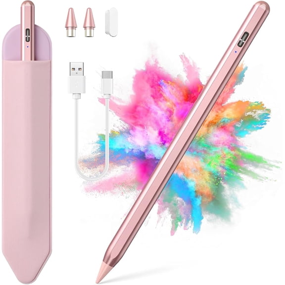 EFFFERTWQL-Stylus Pen for iOS&Android Touch Screens, Active Pencil for Samsung, Smart Digital Stylus Pens for Lenovo/Huawei/Vivo/Mi Tablets, iPhone/Google Pixel Smart Phones Drawing&Writing (Rose Gol